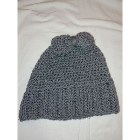 Womens Grey One Size Knit Ponytail Hole Hat. - Picture 1 of 4